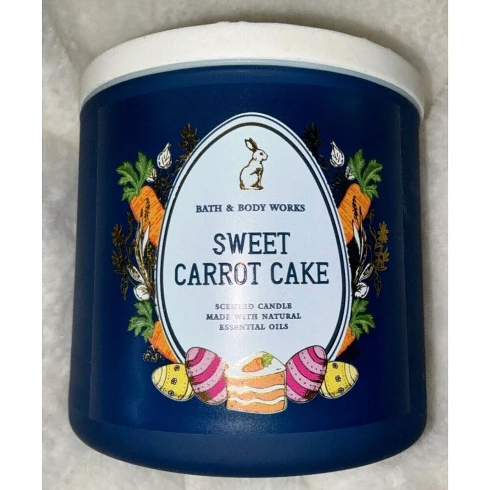 Bath & Body Works Sweet Carrot Cake 3-wick Candle with Ceramic Bunny Lid 14.5 oz